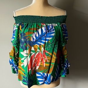 Jealous Tomato (love the name) tropical print on or off the shoulder blouse